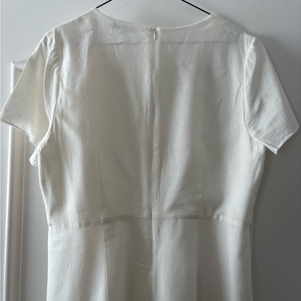 Madewell Cream Button-Front Lined Linen Midi Dress - Picture 4 of 8